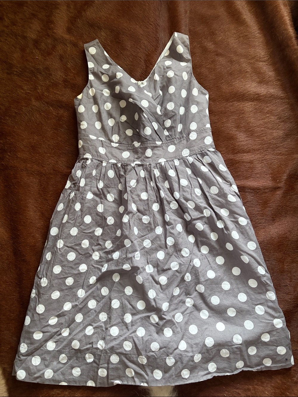 Sleeveless Gray Polka Dot Dress with White Spots
